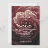 Romantic Red Rose Burgundy Wedding Invitation 招待状 (正面)