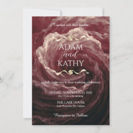 Romantic Red Rose Burgundy Wedding Invitation 招待状