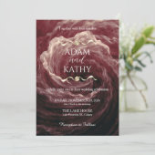 Romantic Red Rose Burgundy Wedding Invitation 招待状 (スタンド正面)