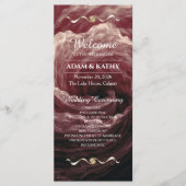 Romantic Red Rose Burgundy Wedding Program プログラム (正面)