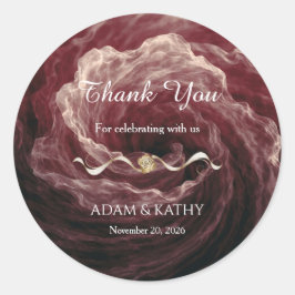 Romantic Red Rose Burgundy Wedding Sticker ラウンドシール