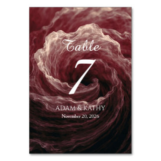 Romantic Red Rose Burgundy Wedding Table Number テーブルナンバー