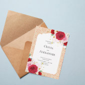 Romantic Red Rose Floral Arch Wedding Invitation 招待状