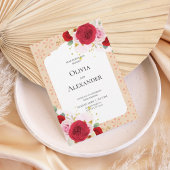 Romantic Red Rose Floral Arch Wedding Invitation 招待状