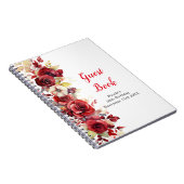 Romantic Red Rose Floral Birthday Party Guest Book ノートブック (右側)