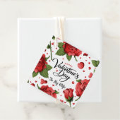 Romantic Red Rose Floral Border Happy Valentine フェイバータグ (インサイチュ)