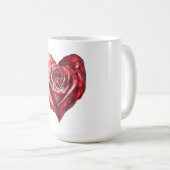 Romantic Red Rose Floral Heart コーヒーマグカップ (正面右)