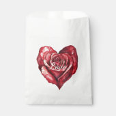 Romantic Red Rose Floral Heart Wedding フェイバーバッグ (正面)