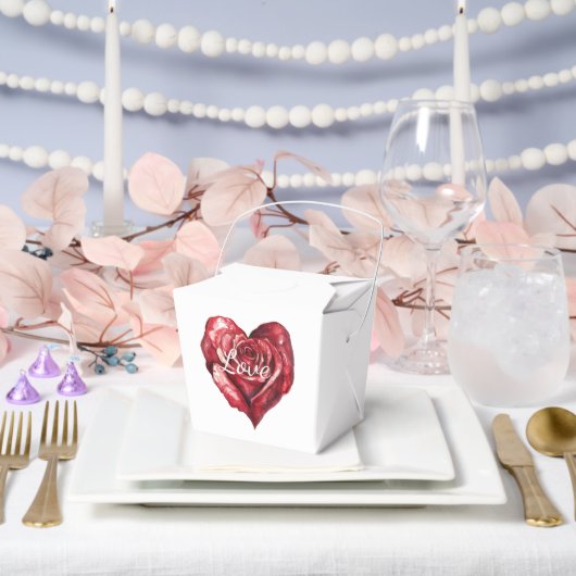 Romantic Red Rose Floral Heart Wedding フェイバーボックス (ウェディング)