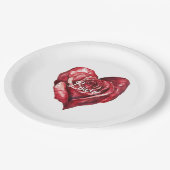 Romantic Red Rose Floral Heart Wedding ペーパープレート (アングル)