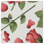 Romantic Red Rose Foliage Botanical Garden Bloom ファブリック (クローズアップ)