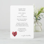 Romantic Red Rose Heart Flower Wedding 招待状 (スタンド正面)