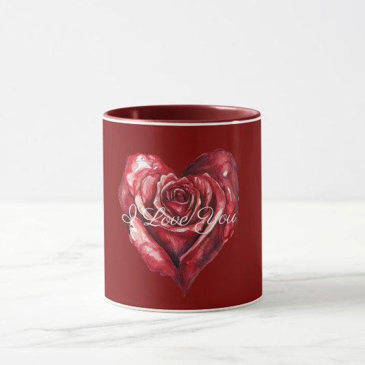 Romantic Red Rose Heart Love マグカップ (中央)
