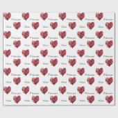 Romantic Red Rose Heart Love ラッピングペーパー (フラット)