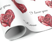 Romantic Red Rose Heart Love ラッピングペーパー (ロールコーナー)