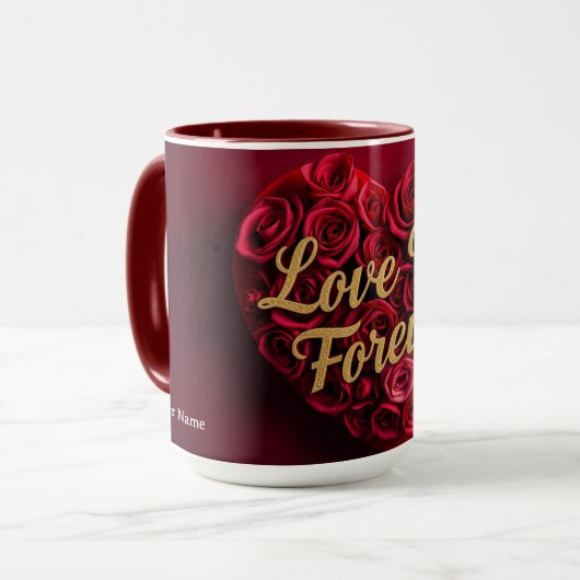 Romantic Red Rose Heart "Love You Forever" マグカップ (正面左)