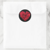 Romantic Red Rose Heart on Black ラウンドシール (バッグ)