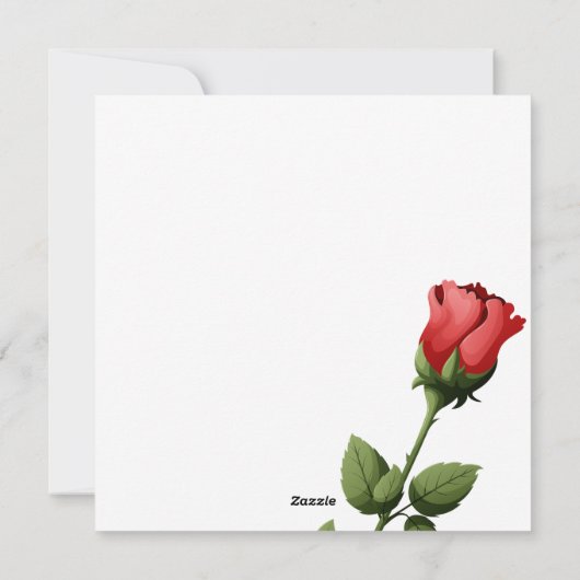 Romantic Red Rose & Hearts Frame Happy Valentine シーズンカード (裏面)