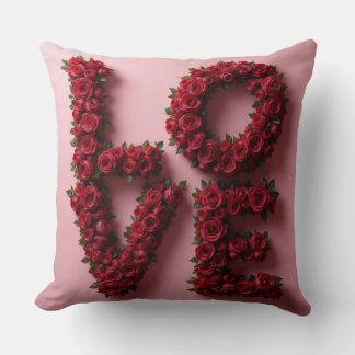 Romantic Red Rose 'LOVE' Floral Pillow クッション