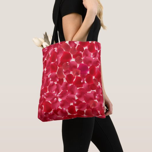 Romantic Red Rose Pattern Valentine's Day Tote Bag トートバッグ (クローズアップ)