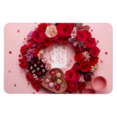 Romantic Red Rose Personalized Valentine Heart マグネット (横)