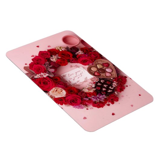 Romantic Red Rose Personalized Valentine Heart マグネット (右側)