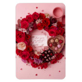 Romantic Red Rose Personalized Valentine Heart マグネット (縦)