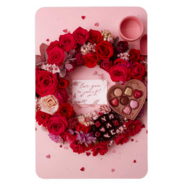 Romantic Red Rose Personalized Valentine Heart マグネット