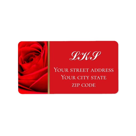 Romantic Red Rose Return Address Label ラベル (正面)