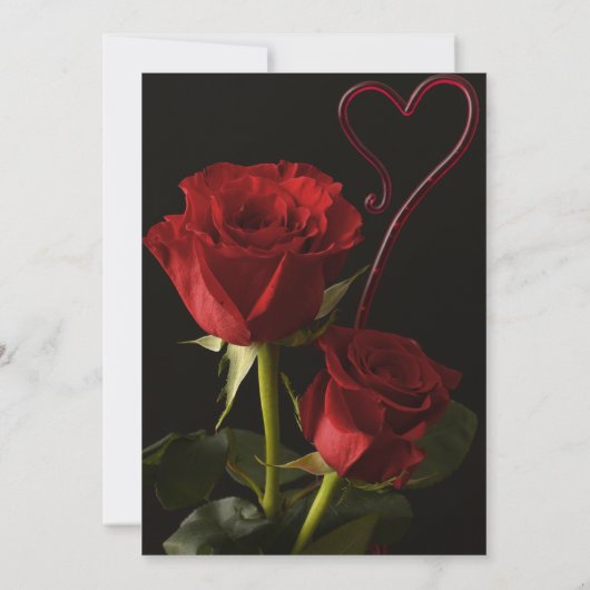 Romantic Red Roses Abstract Heart Love Wedding Inv 招待状 (裏面)