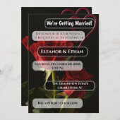 Romantic Red Roses Abstract Heart Love Wedding Inv 招待状 (正面/裏面)