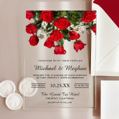Romantic Red Roses Bouquet Wedding Invitation アクリル招待状