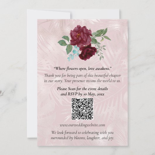Romantic Red Roses Customizable Wedding Invitation (裏面)