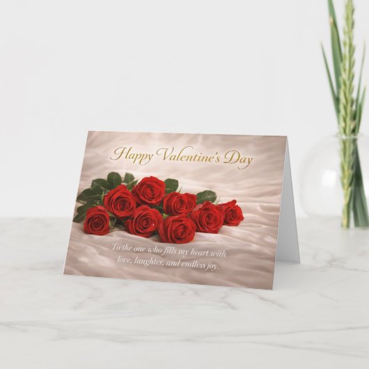 Romantic Red Roses Valentine’s Day Greeting Card カード (正面)
