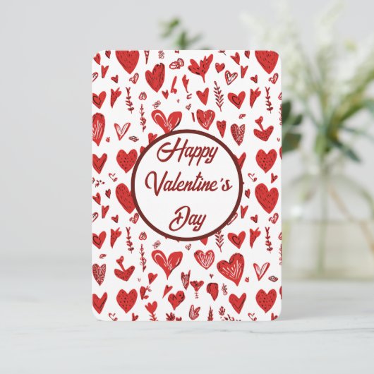 Romantic Red Valentine’s Day Card with Hearts サンキューカード (スタンド正面)
