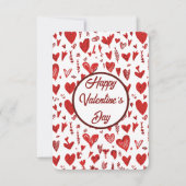 Romantic Red Valentine’s Day Card with Hearts サンキューカード (正面)