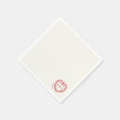 Romantic Red Vintage Monogram Crest Wedding スタンダードカクテルナプキン (角)