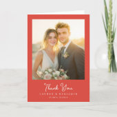 Romantic Red Wedding Photo サンキューカード (正面)
