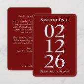 Romantic Red Wedding Save the Date Cards 招待状 (正面/裏面)