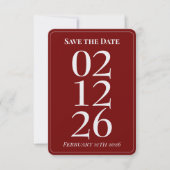 Romantic Red Wedding Save the Date Cards 招待状 (正面)