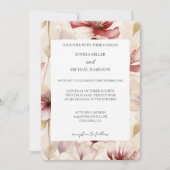 Romantic Red White Cream Floral Wedding 招待状 (正面)