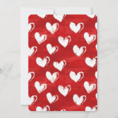 Romantic Red White Hearts Wedding 招待状 (裏面)