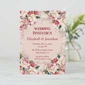 Romantic Red-White Roses Custom wedding invitation (スタンド正面)