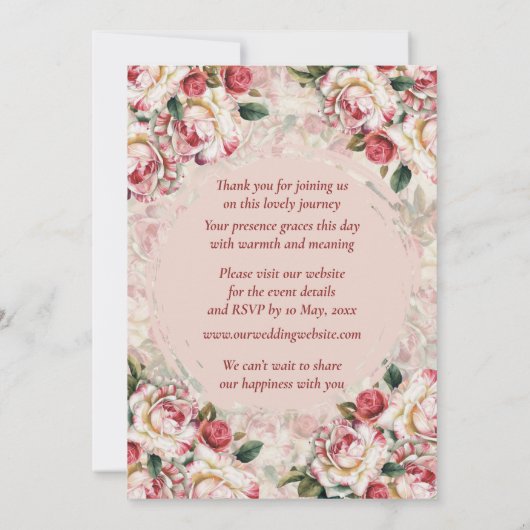 Romantic Red-White Roses Custom wedding invitation (裏面)