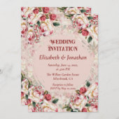 Romantic Red-White Roses Custom wedding invitation (正面/裏面)