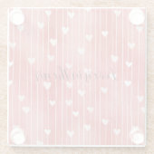 Romantic Red White Stripes Hearts Love ガラスコースター (裏面)