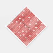 Romantic Red White Stripes Hearts Love スタンダードランチョンナプキン (角)