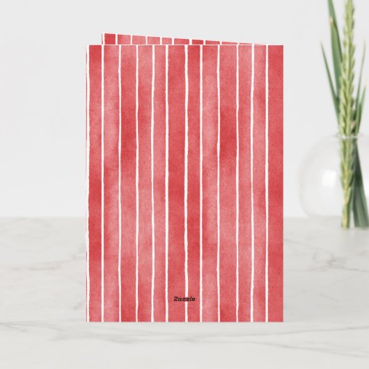 Romantic Red White Stripes Mon Cheri Love カード (裏面)