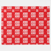 Romantic Red XOXO Love Never Fails Valentines フリースブランケット (正面(横))