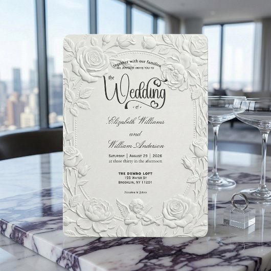 Romantic Regency Era Cupid Violinist Wedding 招待状